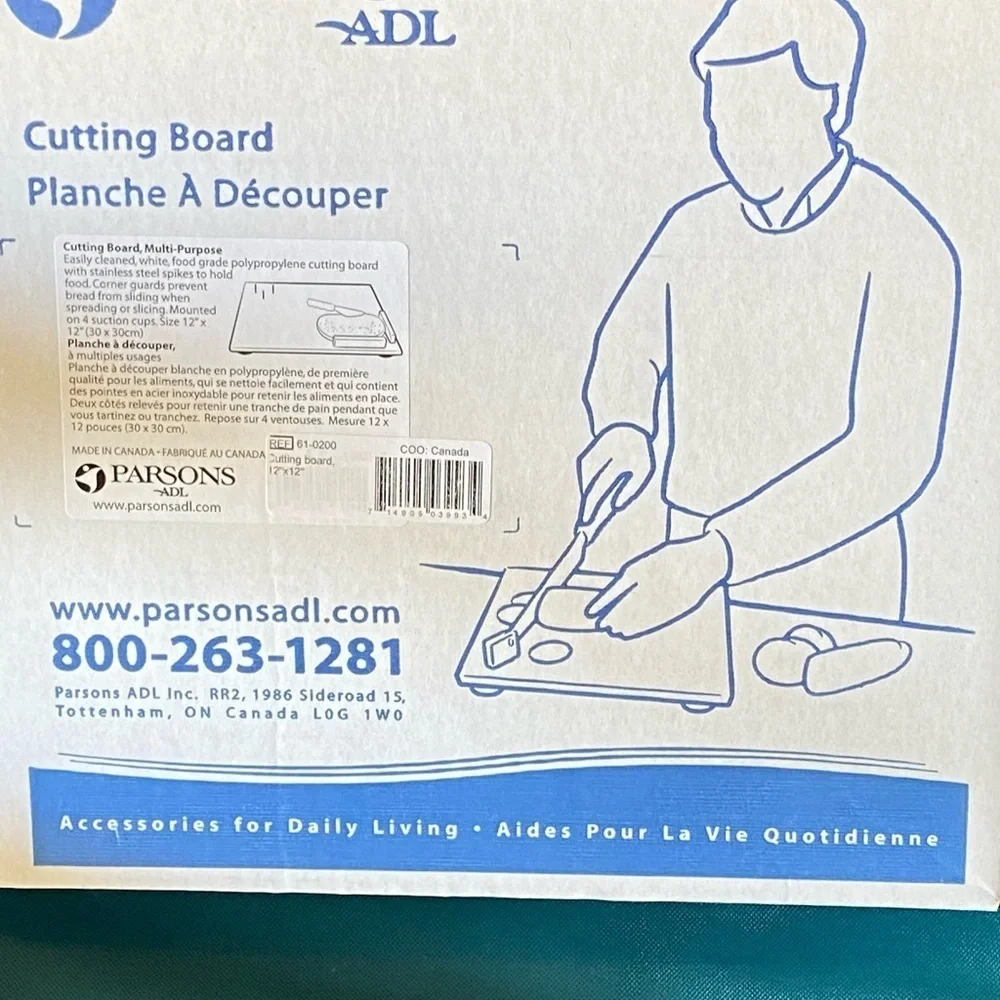 NWT Ability Helping Hands Pronged Food🥒Preparation 🍱 Cutting Board Raised Corns